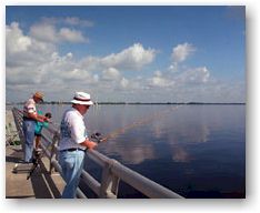 Fishing from a pier on Charlotte Harbor
